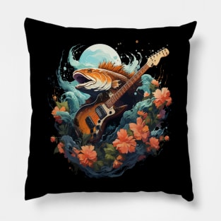 Salmon Playing Guitar Pillow