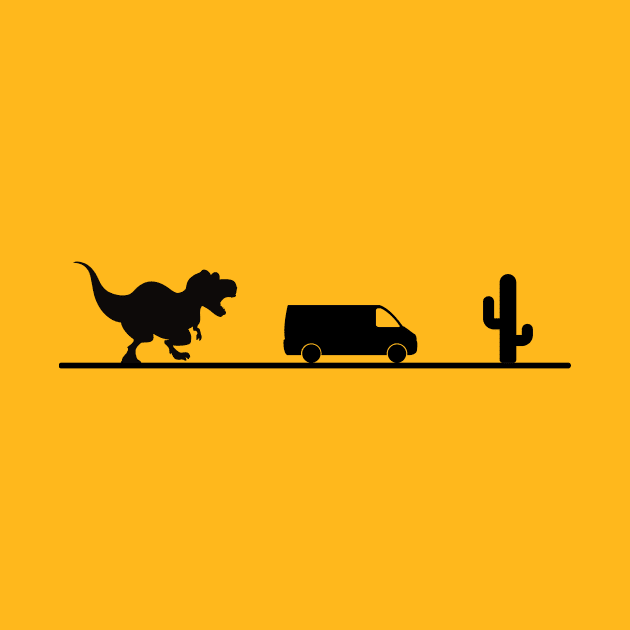 Dinosaur Chasing Van by Van Life Garb