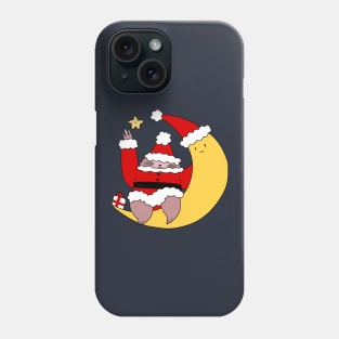 Santa Claus Sloth and Moon Phone Case