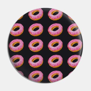 Watercolor donuts pattern - pink and black background Pin