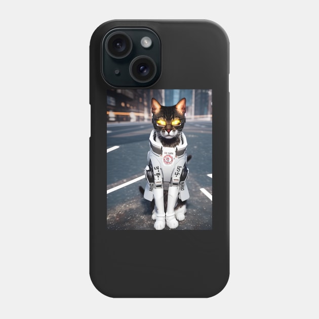 Cyberpunk Cat - Modern Digital Art Phone Case by Ai-michiart