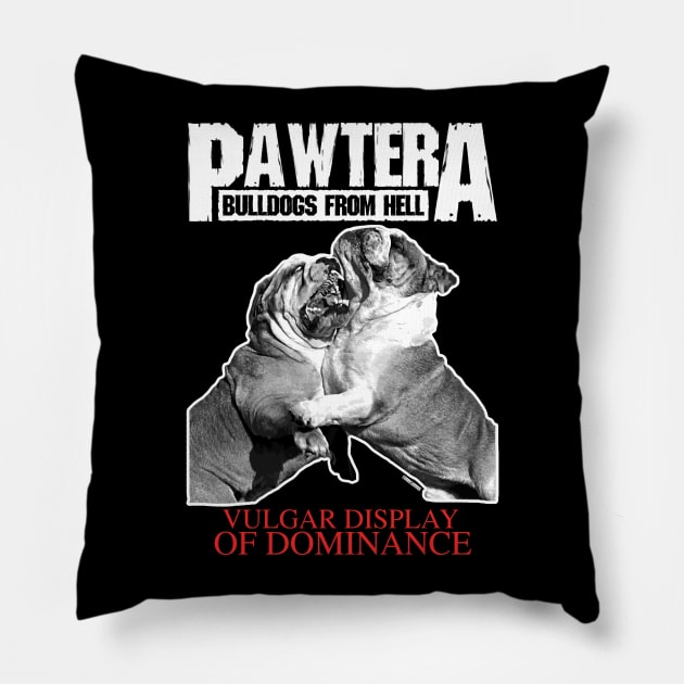 Pawtera // Bulldogs from Hell Heavy Metal Design Pillow by darklordpug