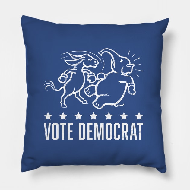 Vintage 1950's Vote Democrat Boxing Donkey (White) Pillow by From The Trail
