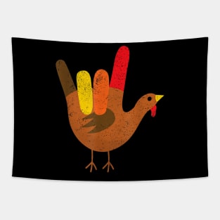 Peace Sign Turkey Hand Cool Thanksgiving Hippie Men Women Tapestry