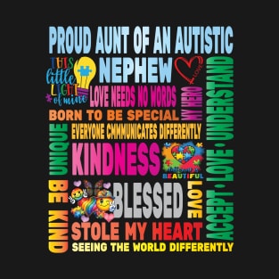 Autism Proud Aunt Nephew Love Autistic Kids Autism Awareness Family T-Shirt