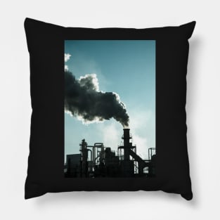 Smoking chimney  at sunset Pillow