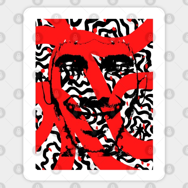 Smile Lines RED - Smiling Face - Sticker | TeePublic