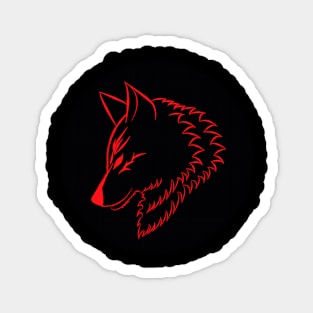 Red wolf head Magnet