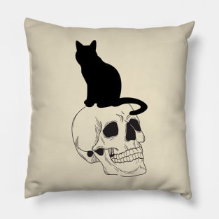 cat and skull Pillow