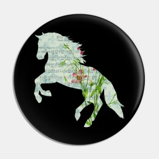 Floral Sheet Music - Horse Pin