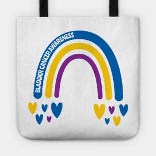 Bladder Cancer Awareness Rainbow with hearts Tote