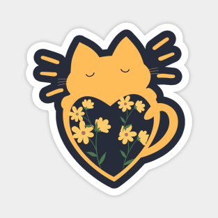 A cat with a heart and roses is a gift for cat lovers Magnet