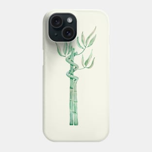 Green bamboo watercolor on black Phone Case