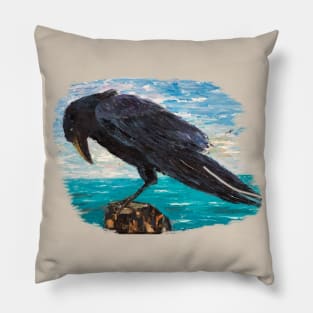 Raven by the sea Pillow