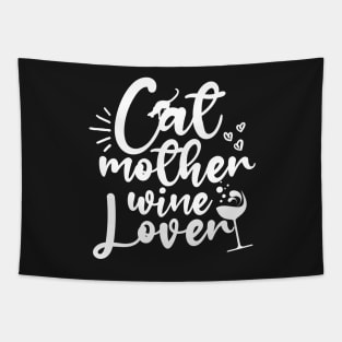 Cat Mother Wine Lover Tapestry