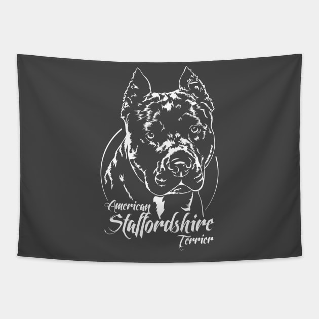 American Staffordshire Terrier dog portrait Tapestry by wilsigns