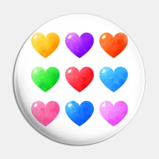 Colorful watercolor hearts Pack Pin