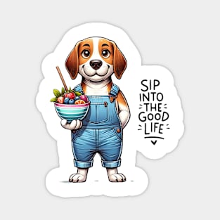 "Dip into the Good Life" - Beagle and Fruit Bowl Magnet