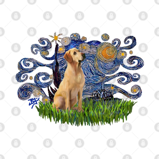 Yellow Labrador in Starry Night Adaptation by Dogs Galore and More