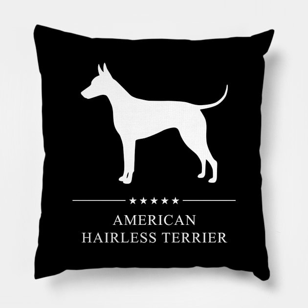 American Hairless Terrier Dog White Silhouette Pillow by millersye