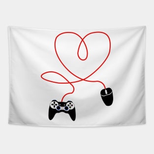 Video Gamer Valentines Day T-Shirt With Controller and mouse Heart Tapestry