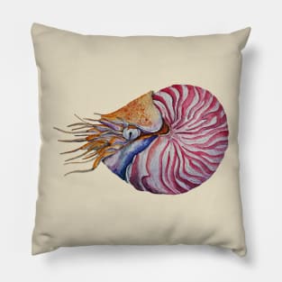 Spiral Serenity | Nautilus in Watercolor Pillow