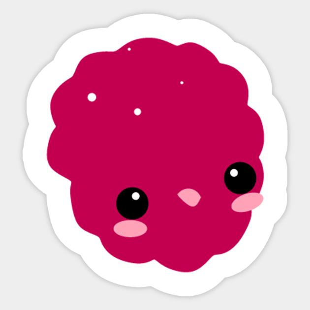 Happy Kawaii Raspberry Smiley Face Emoticon - Raspberry - Autocollant ...