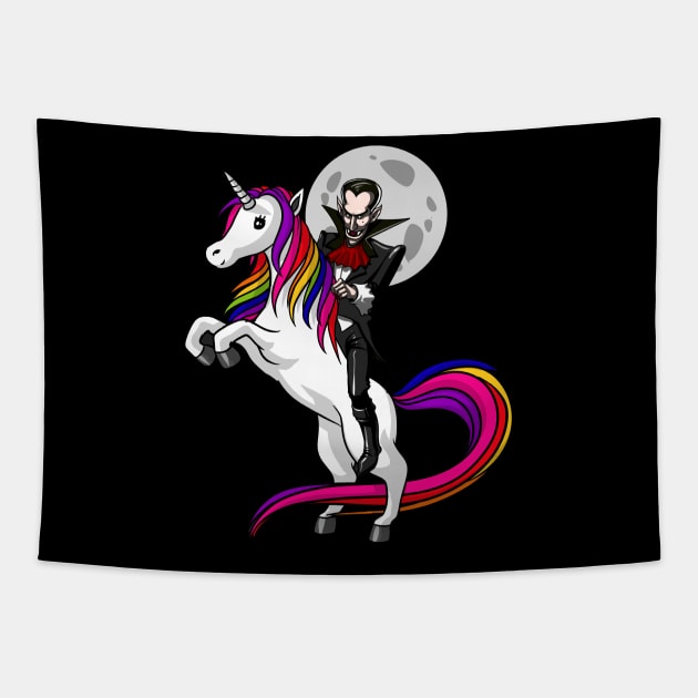 Vampire Riding Unicorn Tapestry by underheaven