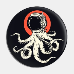 Retro Octopus Astronaut Illustration Pin