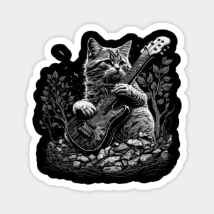 Cat Playing Guitar Magnet