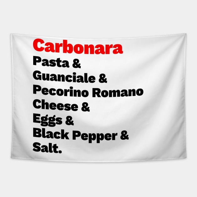 Carbonara Ingredients Tapestry by LanfaTees