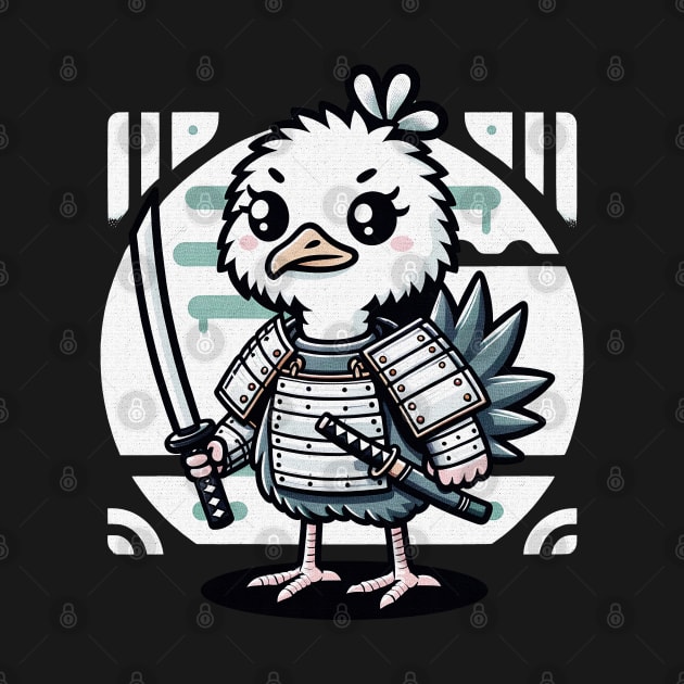 Kawaii Samurai Animal Ostrich with Katana Cute by EmuftyDesign