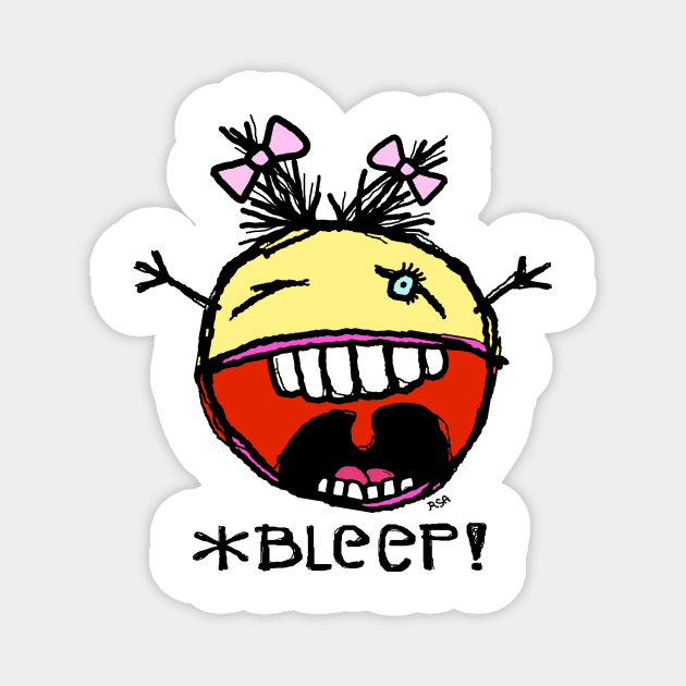 *Bleep! Girl with Text Magnet by RawSunArt