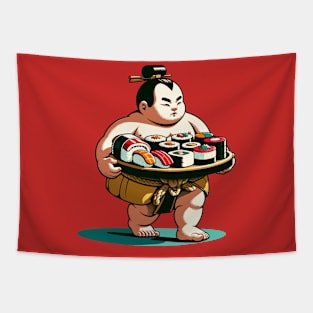 Sumo carrying sushi Tapestry