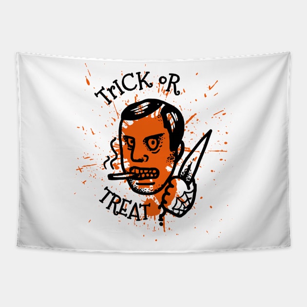 Halloween Trick Or Treat Horror knife Tapestry by TEEWEB