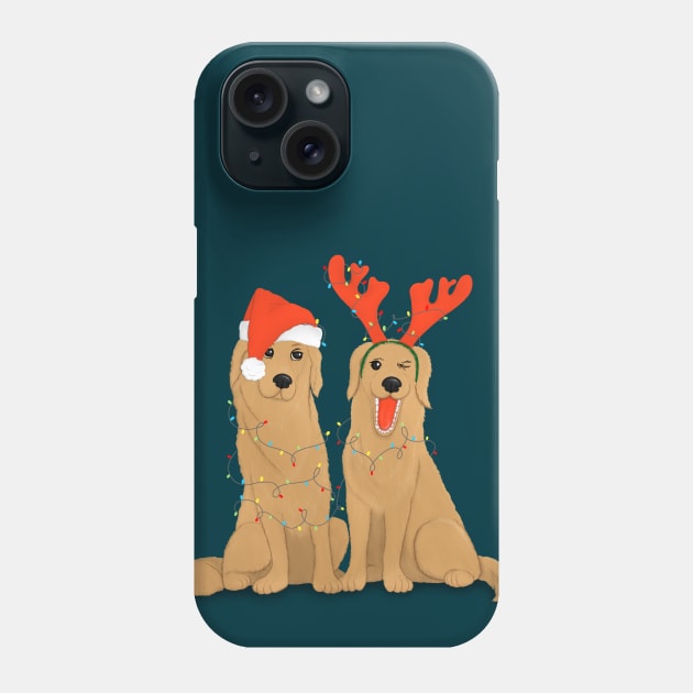 Golden retrievers ready for Christmas Phone Case by illograph