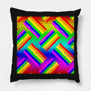 Rainbow Lizard Skin & Rainbow Rought Stripes Thatched Pillow