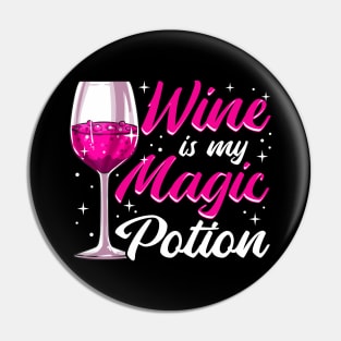 Funny Wine Is My Magic Potion Halloween Wino Pun Pin