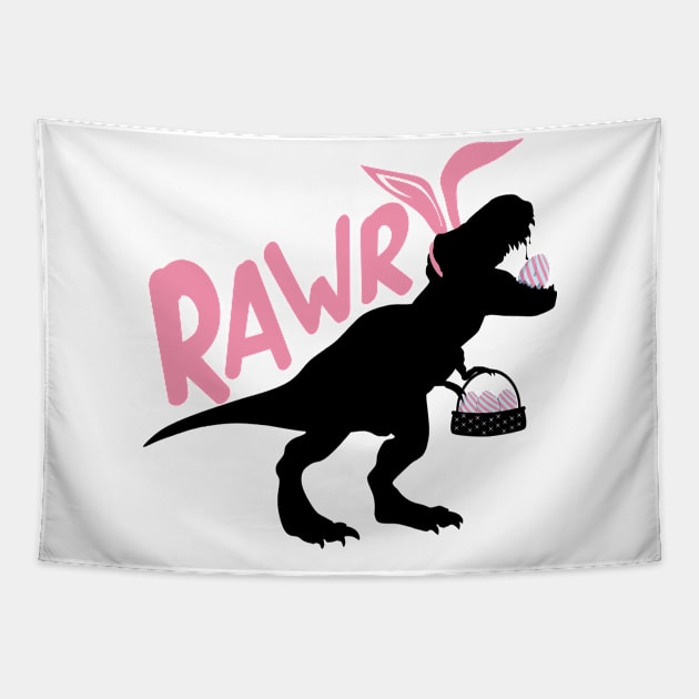 Happy EastRawr Egg Hunting Gear Tapestry by BadDesignCo