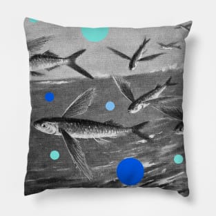 Flying fish over the ocean Pillow