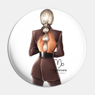 Capricorn Zodiac Fashion Girl Pin