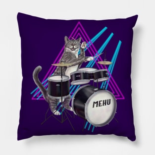 Cat Drummer - Rock band kitty playing the drums Pillow