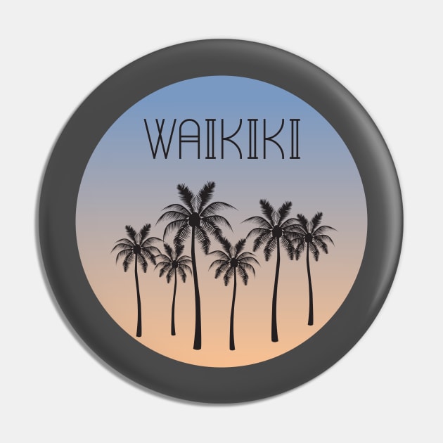 Waikiki Palm Trees Silhouette Pin by The Salty Sailor