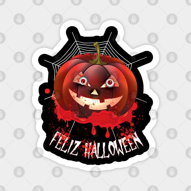 Feliz Halloween Funny Pumpkin Magnet by HI Tech-Pixels