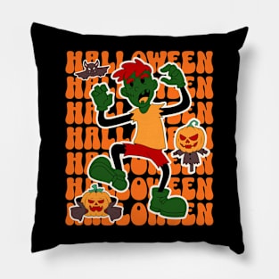 Halloween zombie, halloween tee, halloween scary, zombie halloween, spooky halloween, zombie cartoon Pillow