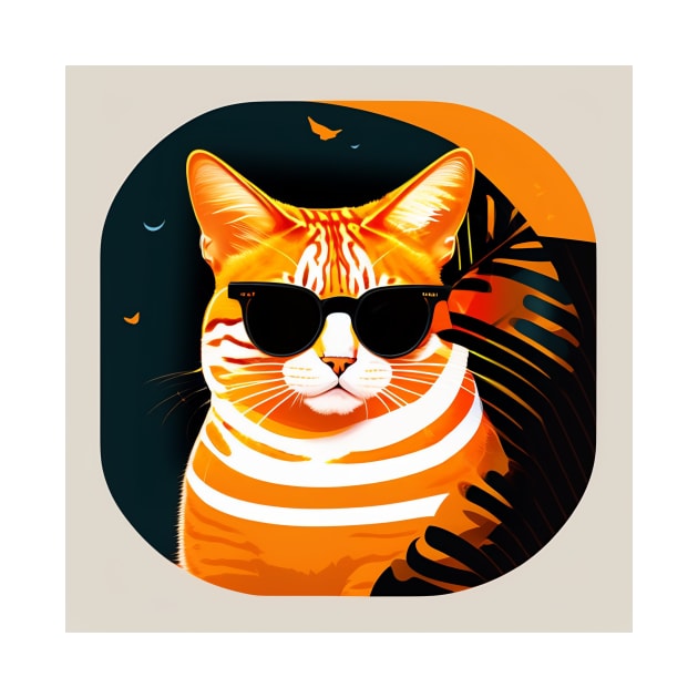 Cute Cat on shades for cat lover by Fun and Cool Tees