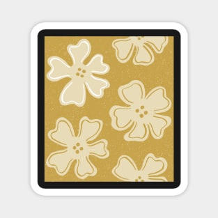 Pattern of button flowers on satin sheen gold Magnet