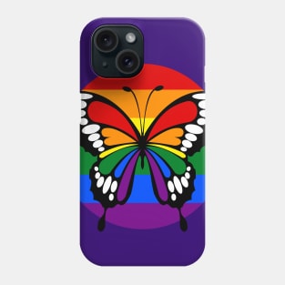 Button Rainbow Flag Stripes Butterfly Silhouette Phone Case