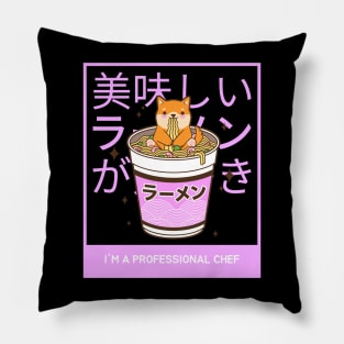 cut dog professional chef ramen Pillow