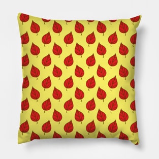 Red Leaf Yellow Pattern Pillow